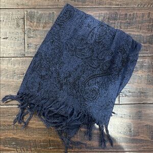 John Varvatos Blue and Black Paisley Scarf